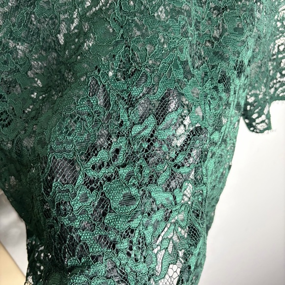 NWT Eloquii green lace sheer blouse with Black velvet Collar size 16 - Picture 5 of 8
